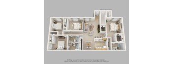 Four Bedroom Three Bathroom Floor Plan 1481 sqft