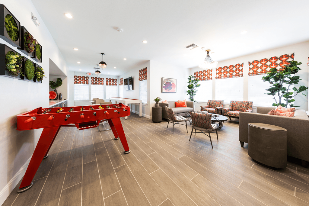 our apartments have a game room with a foosball and ping pong table