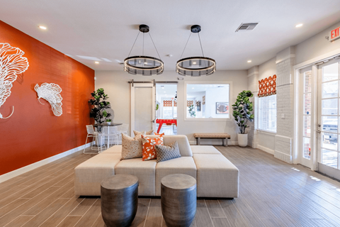 the lobby at the bradley braddock road station apartments