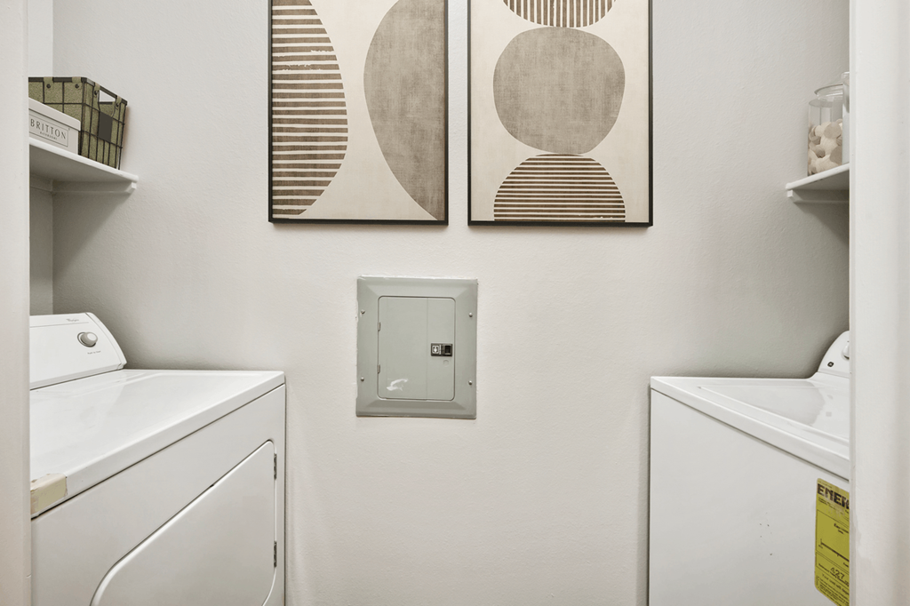 a washer and dryer in a laundry room