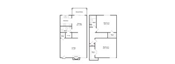 2 bedroom 1 bathroom floorplan
