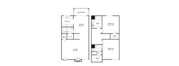 2 bed 2 bathroom floorplan
