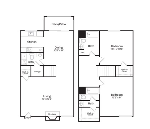 2 bed 2 bathroom floorplan