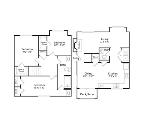 3 bedroom 2 bathroom floorplan