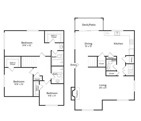 3 bedroom 2 bathroom floorplan