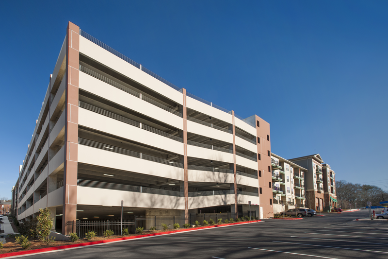Exterior view of resident parking garage