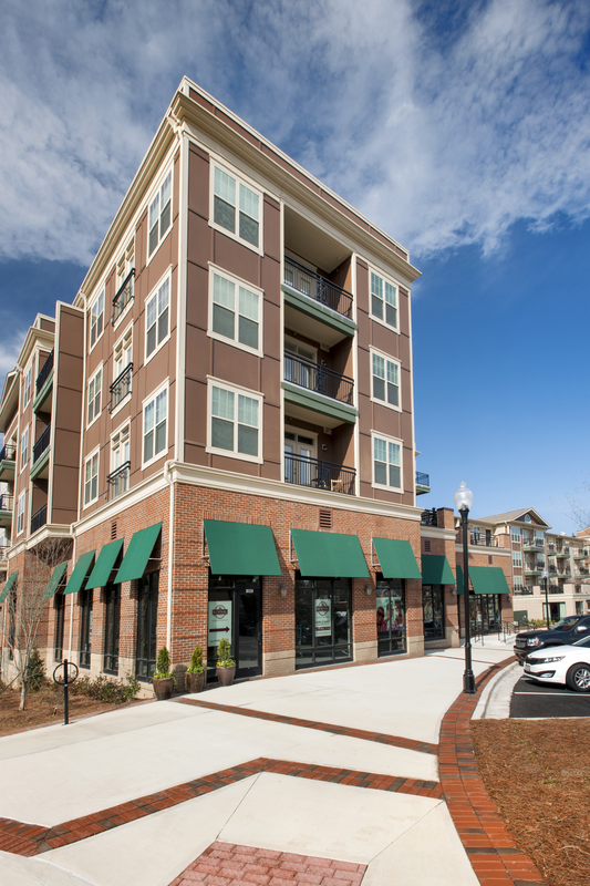 Exterior of apartment building from street