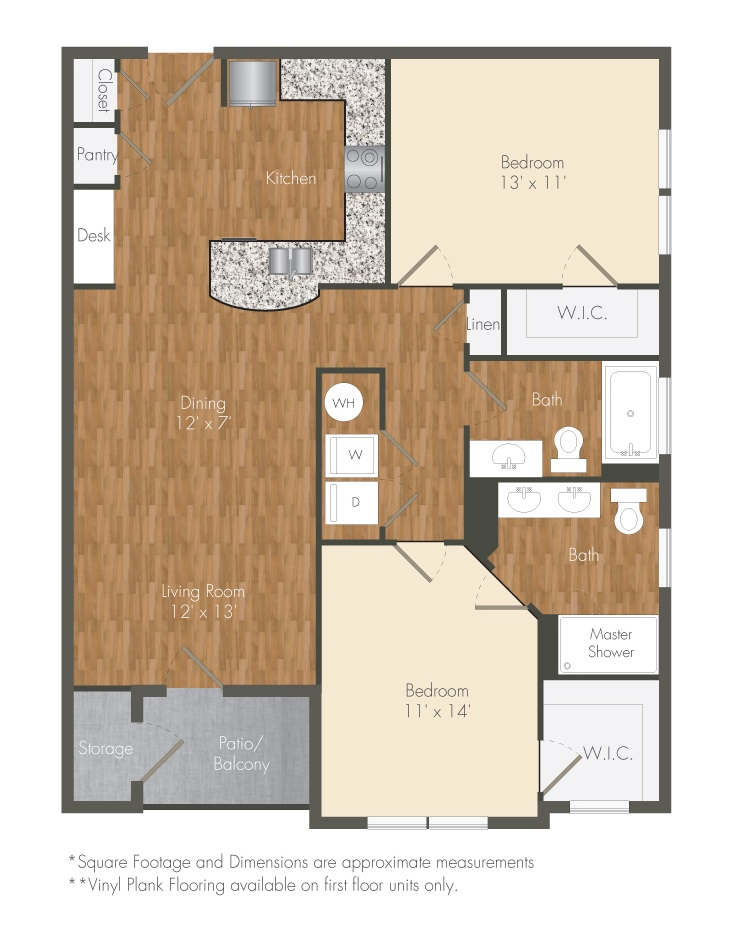 2 bed 2 bathroom floorplan