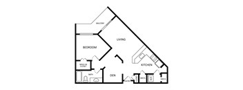 1b 1b with den 834 sqft