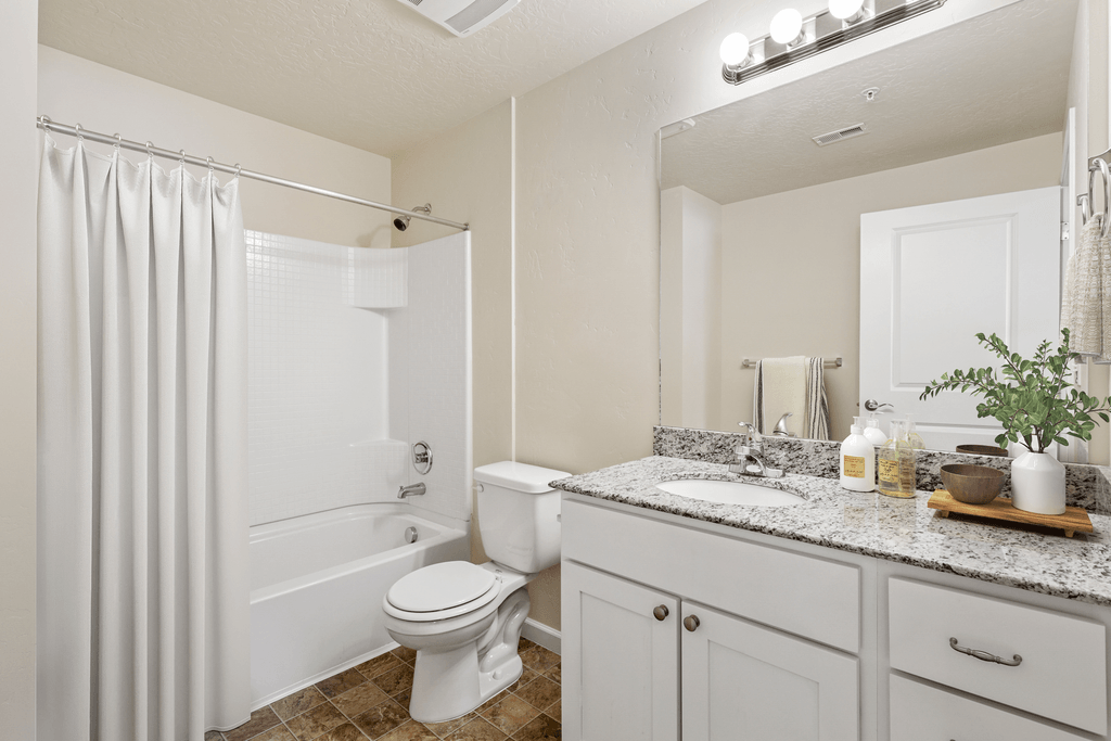 a bathroom with a shower toilet and sink