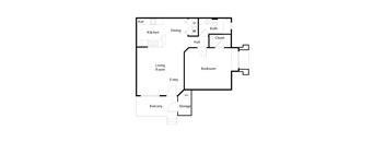 1 bedroom 1 bathroom floorplan at The Village at Sun Valley Apartments, Mesa, AZ