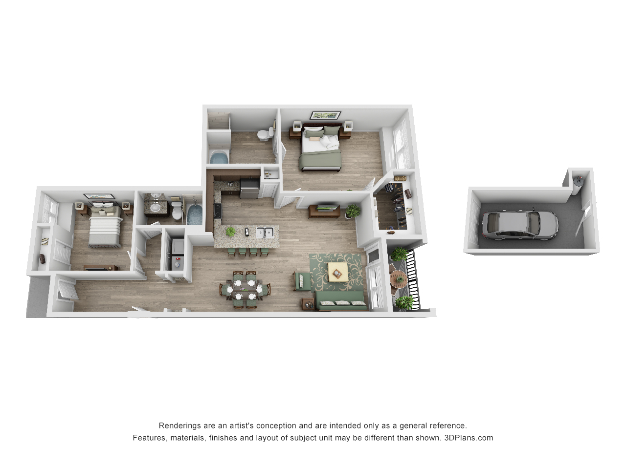 2 bed 2 bathroom floorplan