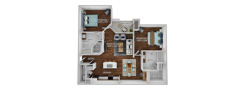Two Bedroom Two Bathroom Floorplan 1110