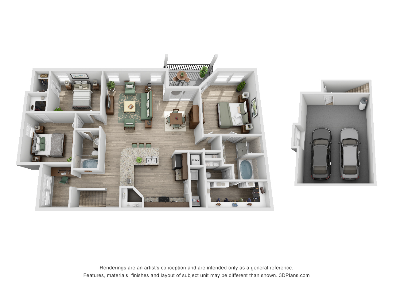 3 bedroom 2 bathroom floorplan