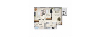 2 bedroom 1 bathroom floorplan