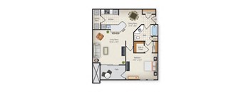 1 Bedroom 1 Bathroom Floor Plan