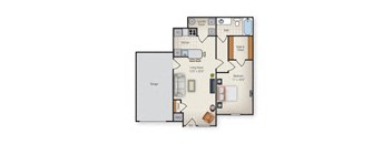 1 Bedroom 1 Bathroom Floor Plan