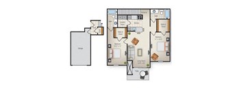 two bedroom and two bathroom floor plan