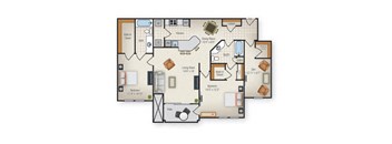 two bedroom two bath floor plan
