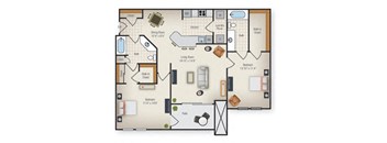 2 Bedroom 2 Bathroom Floor Plan