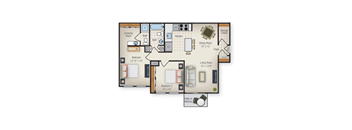 Hunters Run 2-bedroom 2-bathroom floor plan image