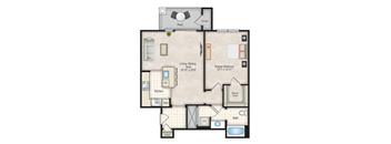a floor plan of a one bedroom apartment