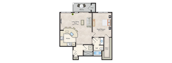 a floor plan of a one bedroom apartment