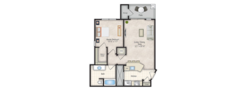 a floor plan of a 1 bedroom apartment