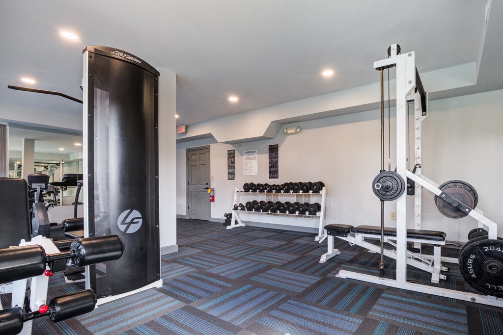 Fitness center with treadmills and other various weight machines