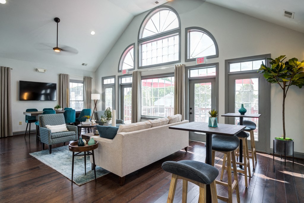 Leasing office with chairs and tables