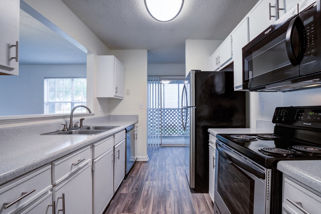 Kitchen with black appliances