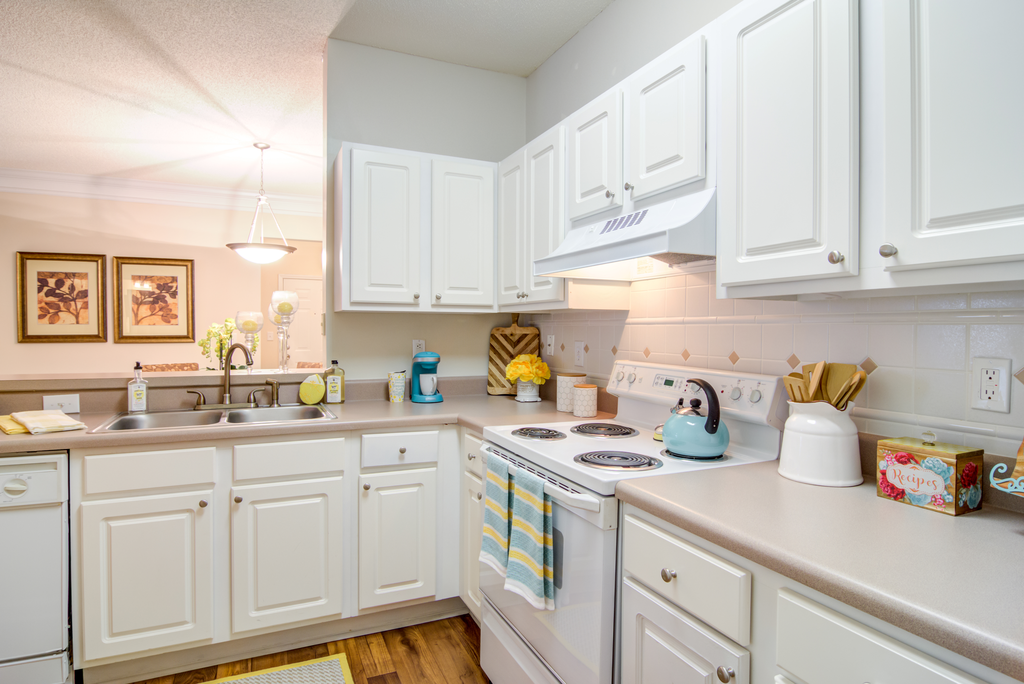 kitchen with white cabinetry and hardwood-style flooring