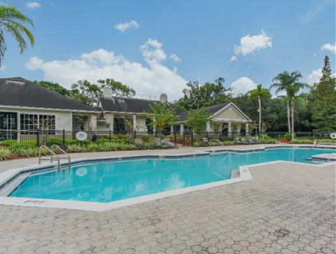Swimming pool with lounge seating