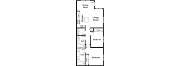 Two bedroom floor plan with two full baths at ReNue Downtown Apartments, Arizona