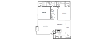 Two Bedroom Two Bathroom Floor Plan 1,004 Square Feet