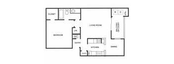 A2 Floor Plan 1 Bedroom 1 Bath