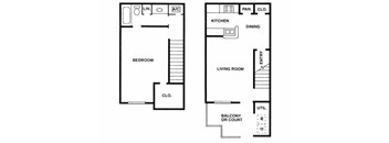 A3 Floor Plan 1 Bedroom 1 Bath
