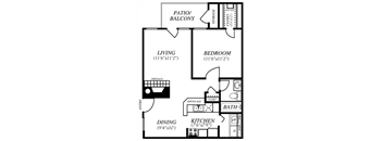 Summers Crossing | A1 Floor Plan 1 Bedroom 1 Bath