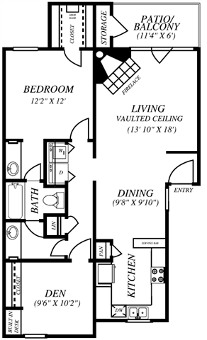 Summers Crossing |B1 Floor Plan 2 Bedroom 1 Bath
