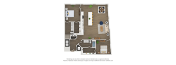 A floor plan of a house with a kitchen, living room, and bathroom.