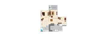 a floor plan of a 1 bedroom