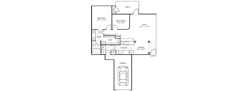 One Bedroom One Bathroom Floorplan 1022