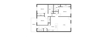Three Bedroom Two Bathroom Floor Plan C1 1082 SF