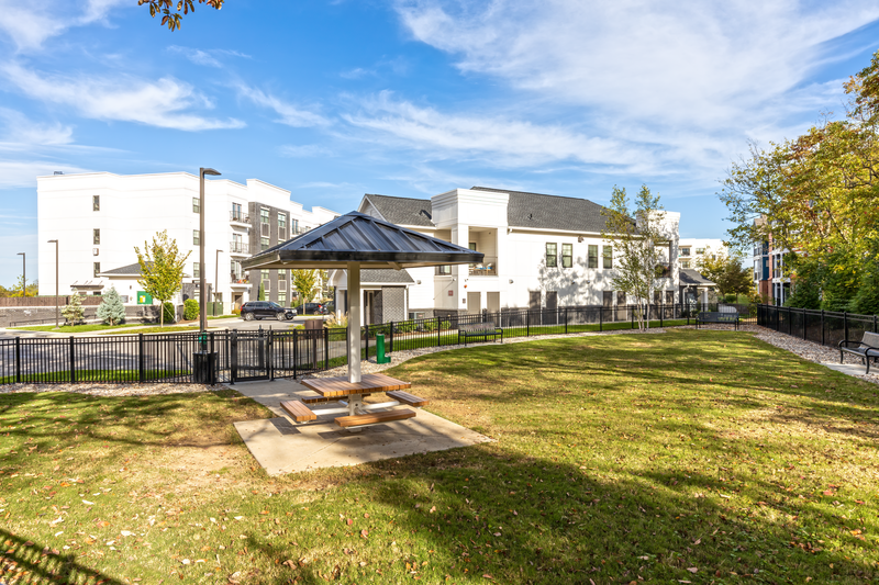 the preserve at ballantyne commons community park with picnic table and grass