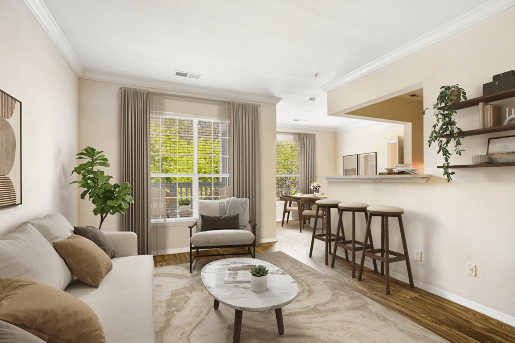 a living room with a couch and a chair