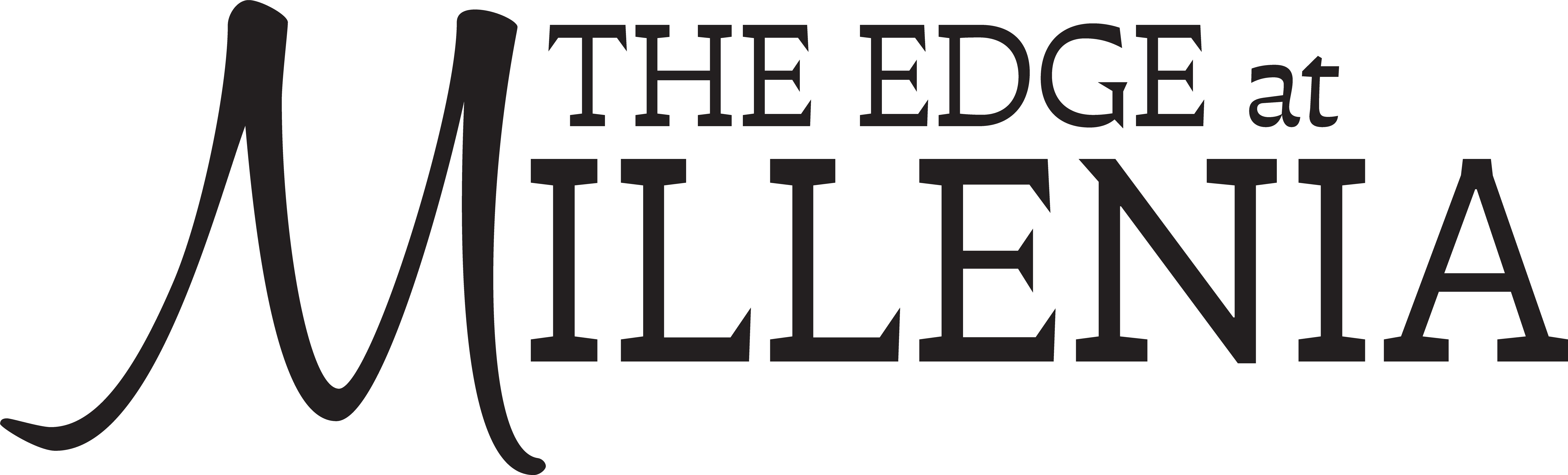 The Edge at Millenia is a black text on a green background.