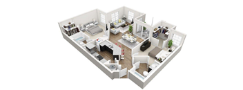 2 bedroom 2 bathroom floorplan 1224SF