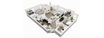 2 bedroom 2 bathroom floorplan 1250SF