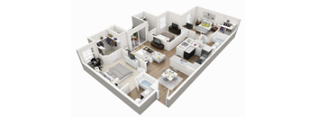 3 bedroom 2 bathroom floorplan 1370SF