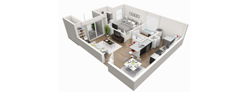 1 bedroom 1 bathroom floorplan 802SF